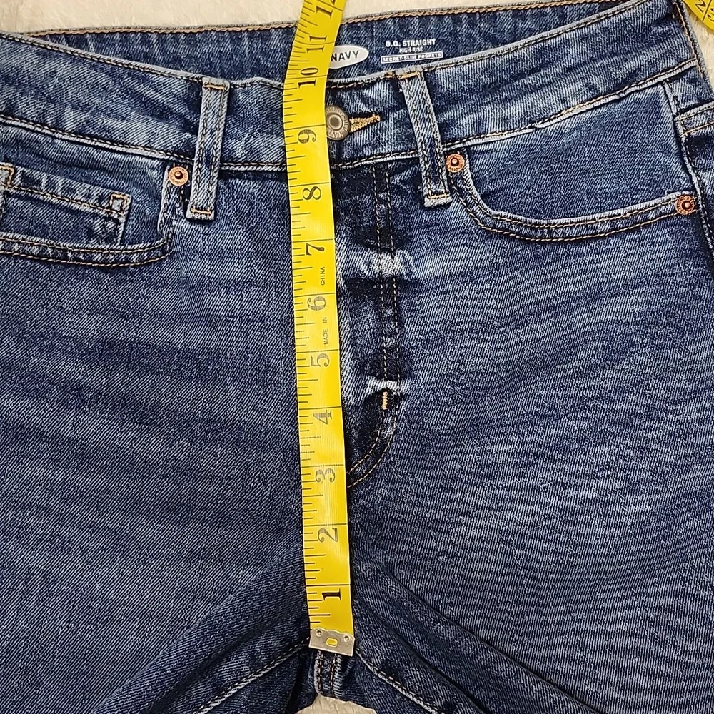Old Navy Women's High-Rise O.G. Straight Leg Jeans - Size 0 Blue - Picture 8 of 10